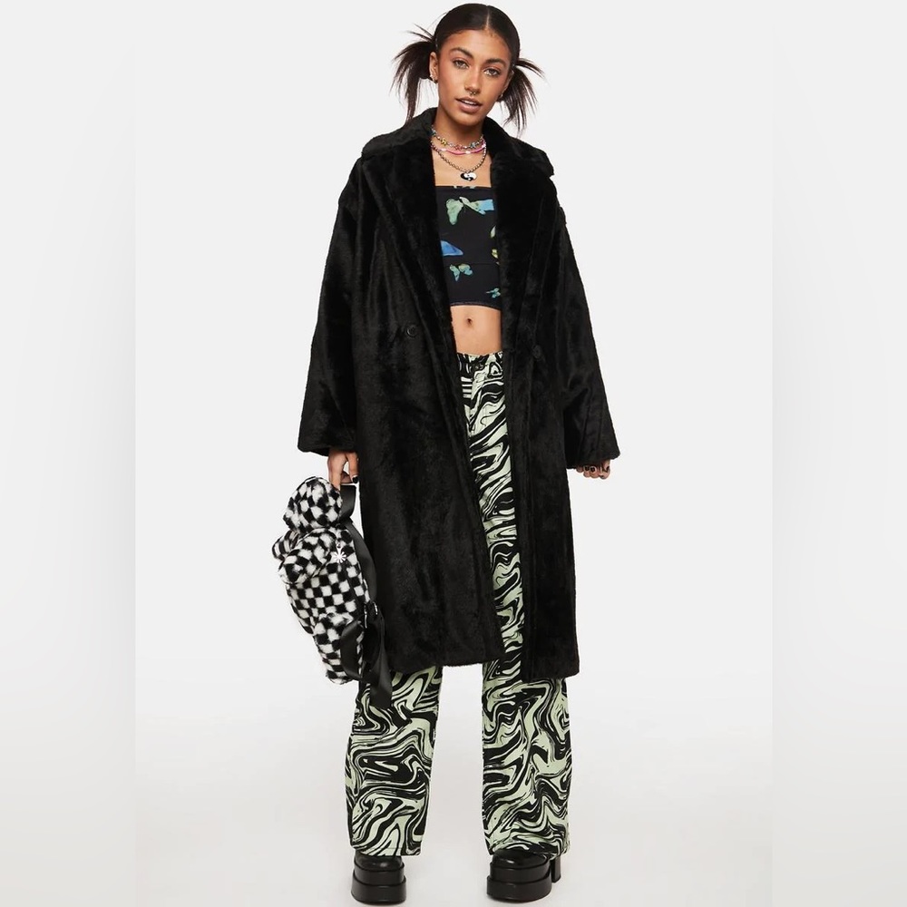 New Noize Outwear Black Estelle Faux Fur Coat